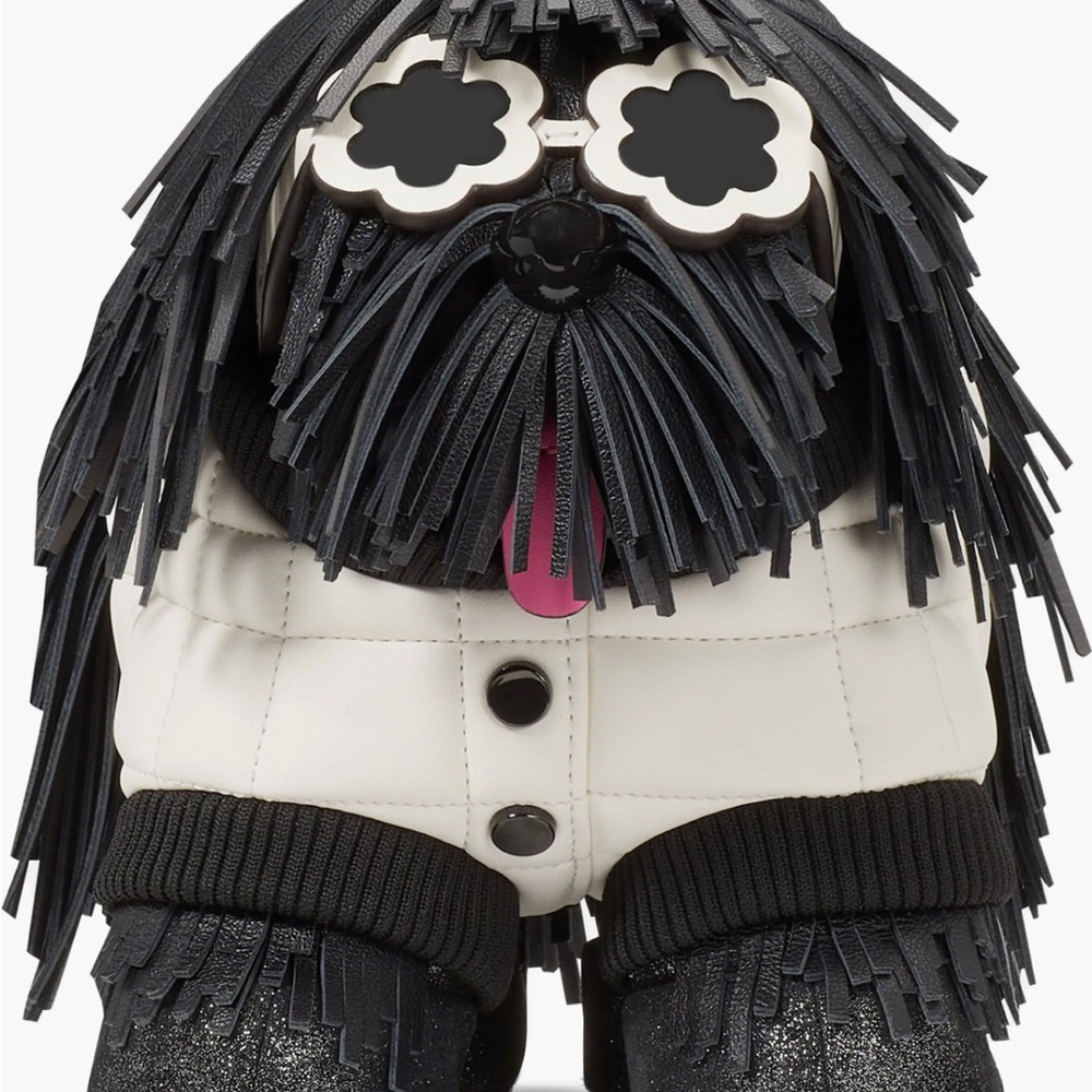 NWT Kate Spade Shaggy Dog Black White Fringe Crossbody Bag Novelty Whimsical